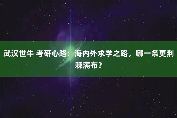 武汉世牛 考研心路:海内外求学之路,哪一条更荆棘满布?